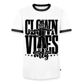 Clown Vibes Only Carnival Lover Circus Clowns - Men's Ringer Shirt - white/black - Front - AI Model Female 172 light (172cm) & AI Model Male 178 dark (178cm)