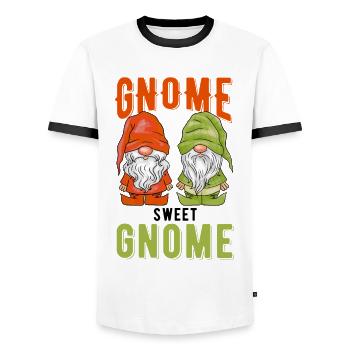 Garden Gnomes Garden Gnomes Gnome Sweet Gnome - Men's Ringer Shirt - white/black - Front - AI Model Female 172 light (172cm) & AI Model Male 178 dark (178cm)