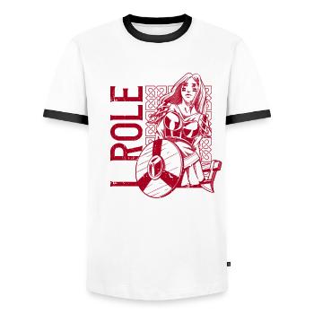 Rpg-rollenspiele Und Larping - Men's Ringer Shirt - white/black - Front - AI Model Female 172 light (172cm) & AI Model Male 178 dark (178cm)