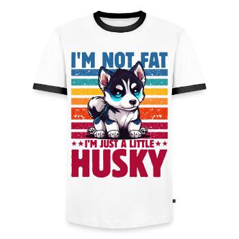 I'm not fat I m just a little husky - Männer Kontrast-T-Shirt - Weiß/Schwarz - Vorne - AI Model Female 172 light (172cm) & AI Model Male 178 dark (178cm)