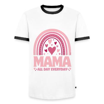 Fête des mères - Maman tous les jours... - T-shirt contrasté Homme - blanc/noir - Devant - AI Model Female 172 light (172cm) & AI Model Male 178 dark (178cm)