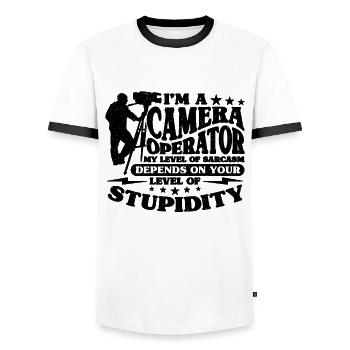 I'm A Camera Operator My Level Of Film Cameraman - Men's Ringer Shirt - white/black - Front - AI Model Female 172 light (172cm) & AI Model Male 178 dark (178cm)