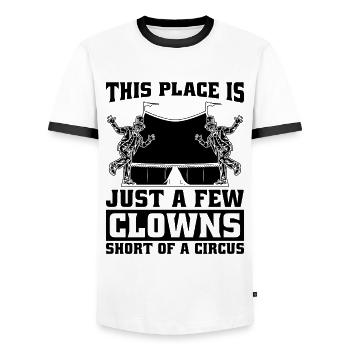 This Place Is Just A Few Clown Joker Circus Clowns - Männer Kontrast-T-Shirt - Weiß/Schwarz - Vorne - AI Model Female 172 light (172cm) & AI Model Male 178 dark (178cm)
