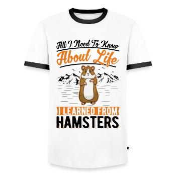 Hamster Cadeau Hamster Roue d’Or Hamster - T-shirt contrasté Homme - blanc/noir - Devant - AI Model Female 172 light (172cm) & AI Model Male 178 dark (178cm)