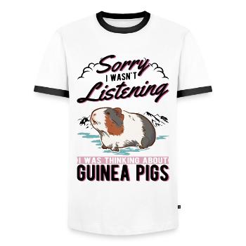 Guinea Pig Gift Guinea Pig - Men's Ringer Shirt - white/black - Front - AI Model Female 172 light (172cm) & AI Model Male 178 dark (178cm)