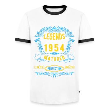 Legenden wurden 1954 Geboren Geburtstag - Männer Kontrast-T-Shirt - Weiß/Schwarz - Vorne - AI Model Female 172 light (172cm) & AI Model Male 178 dark (178cm)
