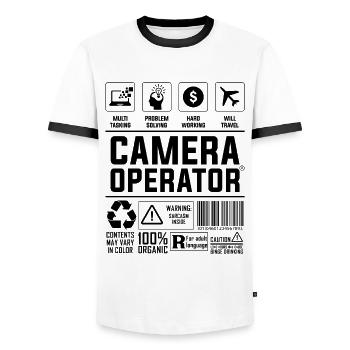 Camera Operator Loves Movie Maker Camera Operator - Men's Ringer Shirt - white/black - Front - AI Model Female 172 light (172cm) & AI Model Male 178 dark (178cm)
