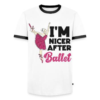 Ballet Dancer Dance Girl Ballerina - Männer Kontrast-T-Shirt - Weiß/Schwarz - Vorne - AI Model Female 172 light (172cm) & AI Model Male 178 dark (178cm)