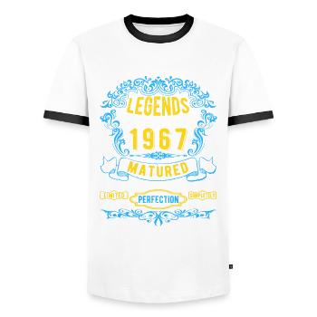 Legenden wurden 1967 Geboren Geburtstag - Männer Kontrast-T-Shirt - Weiß/Schwarz - Vorne - AI Model Female 172 light (172cm) & AI Model Male 178 dark (178cm)