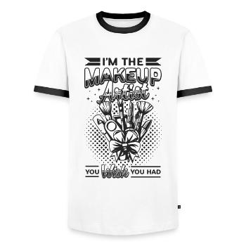 I'm The Makeup Artist You Cosmetics Makeup Artists - Men's Ringer Shirt - white/black - Front - AI Model Female 172 light (172cm) & AI Model Male 178 dark (178cm)