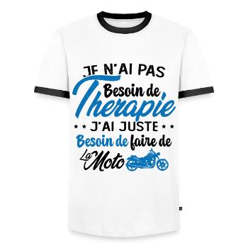 Pas besoin de thérapie besoin de faire de la Moto - T-shirt contrasté Homme - blanc/noir - Devant - AI Model Female 172 light (172cm) & AI Model Male 178 dark (178cm)
