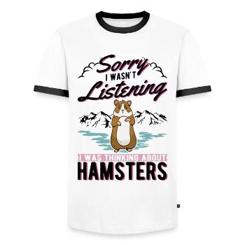 Hamster Roue Hamster Or Hamster - T-shirt contrasté Homme - blanc/noir - Devant - AI Model Female 172 light (172cm) & AI Model Male 178 dark (178cm)