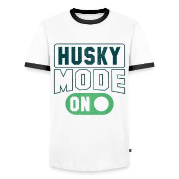 Mode Husky activé - T-shirt contrasté Homme - blanc/noir - Devant - AI Model Female 172 light (172cm) & AI Model Male 178 dark (178cm)