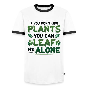 Leaf Me Alone, plant lover - Men's Ringer Shirt - white/black - Front - AI Model Female 172 light (172cm) & AI Model Male 178 dark (178cm)
