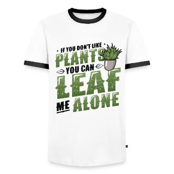 Leaf Me Alone, plant lover - Men's Ringer Shirt - white/black - Front - AI Model Female 172 light (172cm) & AI Model Male 178 dark (178cm)