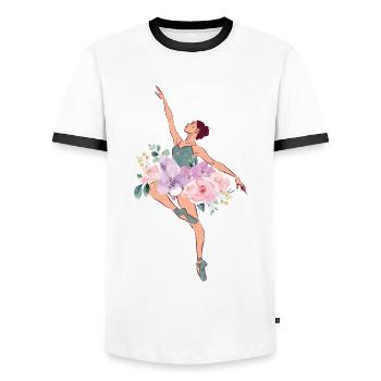 Ballet Dancer Dance Girl Ballerina - Men's Ringer Shirt - white/black - Front - AI Model Female 172 light (172cm) & AI Model Male 178 dark (178cm)