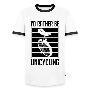 Je préfère être monocycle vélo rétro monocycliste - T-shirt contrasté Homme - blanc/noir - Devant - AI Model Female 172 light (172cm) & AI Model Male 178 dark (178cm)
