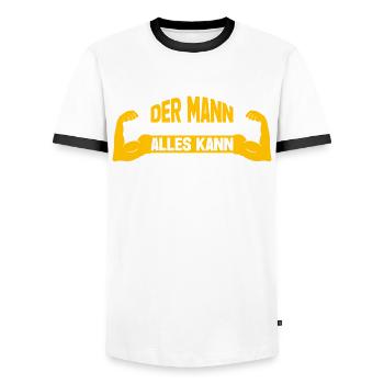 Gerhard Der Mann Der Alles Kann Vorname Gerhard - Männer Kontrast-T-Shirt - Weiß/Schwarz - Vorne - AI Model Female 172 light (172cm) & AI Model Male 178 dark (178cm)