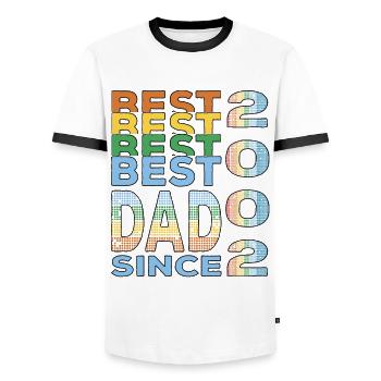 Best dad in the world since 2002 Father's Day - Men's Ringer Shirt - white/black - Front - AI Model Female 172 light (172cm) & AI Model Male 178 dark (178cm)