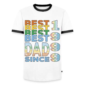 Bester Papa der Welt seit 1999 Vatertag - Männer Kontrast-T-Shirt - Weiß/Schwarz - Vorne - AI Model Female 172 light (172cm) & AI Model Male 178 dark (178cm)