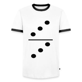 Domino Game Tile 3-3 - Funny Group Costume - Men's Ringer Shirt - white/black - Front - AI Model Female 172 light (172cm) & AI Model Male 178 dark (178cm)