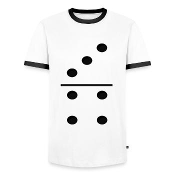 Domino Game Tile 3-4 - Lustiges Gruppenkostüm - Männer Kontrast-T-Shirt - Weiß/Schwarz - Vorne - AI Model Female 172 light (172cm) & AI Model Male 178 dark (178cm)