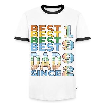 Bester Papa der Welt seit 1992 Vatertag - Männer Kontrast-T-Shirt - Weiß/Schwarz - Vorne - AI Model Female 172 light (172cm) & AI Model Male 178 dark (178cm)
