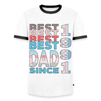 Meilleur papa du monde depuis 1991 Fête des Pères - T-shirt contrasté Homme - blanc/noir - Devant - AI Model Female 172 light (172cm) & AI Model Male 178 dark (178cm)