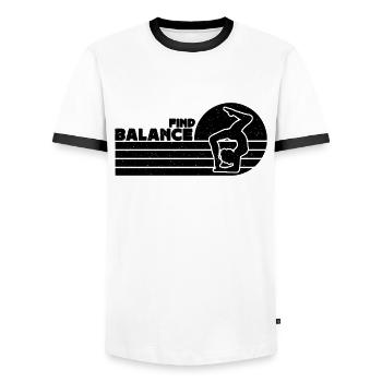 Find Balance Retro Backflip Gymnast Contortionist - Men's Ringer Shirt - white/black - Front - AI Model Female 172 light (172cm) & AI Model Male 178 dark (178cm)