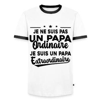 Pas Un Papa Ordinaire Je Suis Papa Extraordinaire - T-shirt contrasté Homme - blanc/noir - Devant - AI Model Female 172 light (172cm) & AI Model Male 178 dark (178cm)