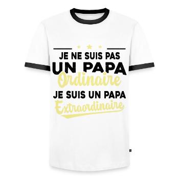 Pas Un Papa Ordinaire Je Suis Papa Extraordinaire - T-shirt contrasté Homme - blanc/noir - Devant - AI Model Female 172 light (172cm) & AI Model Male 178 dark (178cm)