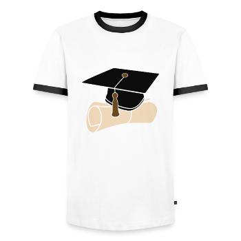 Doktor Doktortitel Doktorarbeit - Männer Kontrast-T-Shirt - Weiß/Schwarz - Vorne - AI Model Female 172 light (172cm) & AI Model Male 178 dark (178cm)