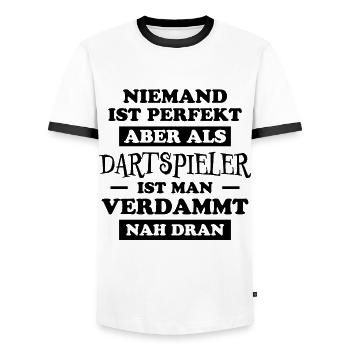 Dartspieler Witz Spruch Darts Dartpfeil Geschenk - Männer Kontrast-T-Shirt - Weiß/Schwarz - Vorne - AI Model Female 172 light (172cm) & AI Model Male 178 dark (178cm)