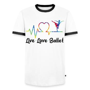 Ballet Danseuse Danse Ballerine - T-shirt contrasté Homme - blanc/noir - Devant - AI Model Female 172 light (172cm) & AI Model Male 178 dark (178cm)
