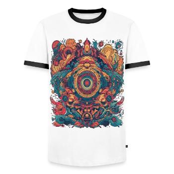Magic Psychedelic Trip Abstract Design - Men's Ringer Shirt - white/black - Front - AI Model Female 172 light (172cm) & AI Model Male 178 dark (178cm)