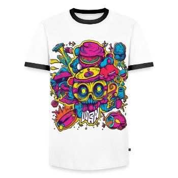 sick crazy colorful party design - Men's Ringer Shirt - white/black - Front - AI Model Female 172 light (172cm) & AI Model Male 178 dark (178cm)