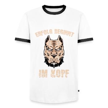 Erfolg beginnt im Kopf Mindset Glauben Erfolg - Männer Kontrast-T-Shirt - Weiß/Schwarz - Vorne - AI Model Female 172 light (172cm) & AI Model Male 178 dark (178cm)