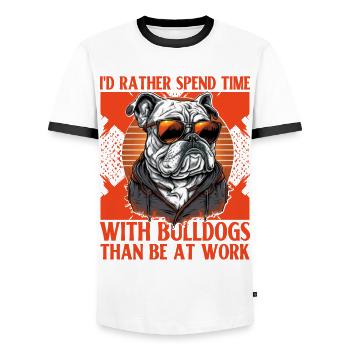 Je préfère passer du temps avec les Bulldogs que d’être à - T-shirt contrasté Homme - blanc/noir - Devant - AI Model Female 172 light (172cm) & AI Model Male 178 dark (178cm)