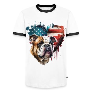 Bulldog anglais États-Unis - T-shirt contrasté Homme - blanc/noir - Devant - AI Model Female 172 light (172cm) & AI Model Male 178 dark (178cm)