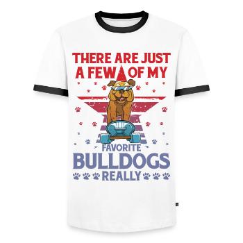 Il n’y a que quelques-uns de mes Bulldogs préférés - T-shirt contrasté Homme - blanc/noir - Devant - AI Model Female 172 light (172cm) & AI Model Male 178 dark (178cm)