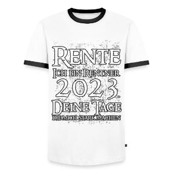 Rente - Männer Kontrast-T-Shirt - Weiß/Schwarz - Vorne - AI Model Female 172 light (172cm) & AI Model Male 178 dark (178cm)