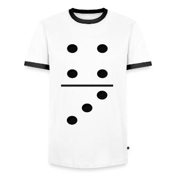 Domino Game Tile 4-3 - Funny Group Costume - Men's Ringer Shirt - white/black - Front - AI Model Female 172 light (172cm) & AI Model Male 178 dark (178cm)