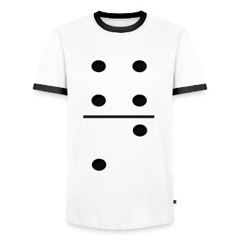 Domino Game Tile 4-2 - Lustiges Gruppenkostüm - Männer Kontrast-T-Shirt - Weiß/Schwarz - Vorne - AI Model Female 172 light (172cm) & AI Model Male 178 dark (178cm)