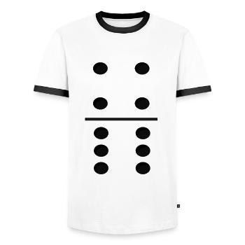 Domino Game Tile 4-6 - Lustiges Gruppenkostüm - Männer Kontrast-T-Shirt - Weiß/Schwarz - Vorne - AI Model Female 172 light (172cm) & AI Model Male 178 dark (178cm)