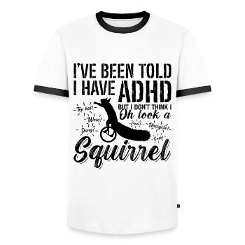 On m’a dit que j’avais un monocycle cycliste - T-shirt contrasté Homme - blanc/noir - Devant - AI Model Female 172 light (172cm) & AI Model Male 178 dark (178cm)