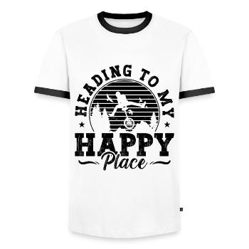 Heading To My Happy Unicycle Unicycling Unicyclist - Men's Ringer Shirt - white/black - Front - AI Model Female 172 light (172cm) & AI Model Male 178 dark (178cm)