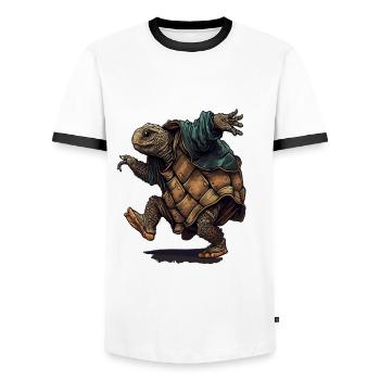 Turtle Ninja Dance drôle de design - T-shirt contrasté Homme - blanc/noir - Devant - AI Model Female 172 light (172cm) & AI Model Male 178 dark (178cm)