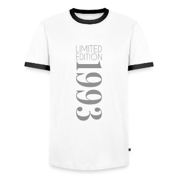 Limited Edition 1993 - Men's Ringer Shirt - white/black - Front - AI Model Female 172 light (172cm) & AI Model Male 178 dark (178cm)