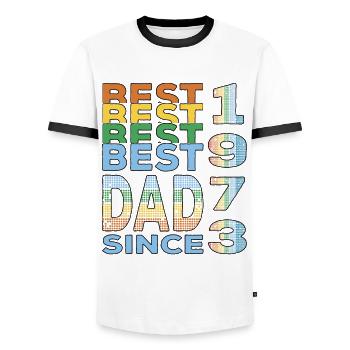 Meilleur papa du monde depuis 1973 anniversaire de la fête des pères - T-shirt contrasté Homme - blanc/noir - Devant - AI Model Female 172 light (172cm) & AI Model Male 178 dark (178cm)
