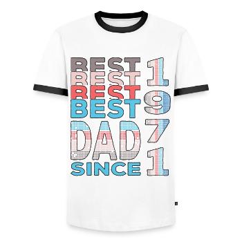 Best dad in the world since 1971 Father's Day Birthday - Men's Ringer Shirt - white/black - Front - AI Model Female 172 light (172cm) & AI Model Male 178 dark (178cm)
